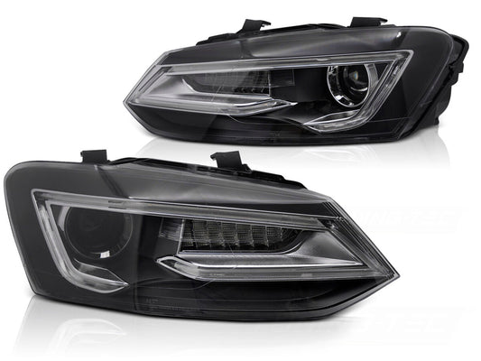 VW POLO  , 09 - 17  LED Black Priekiniai žibintai