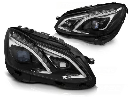 Mercedes W212 13-16 FL DRL BLACK LED Priekiniai žibintai